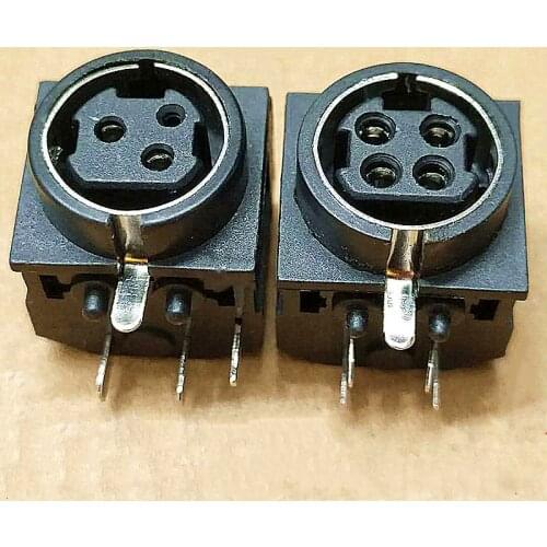 10pcs DIN 3 core / 4P horizontal socket S terminal MPC power terminal PS2 full plastic socket 3/4 core connector