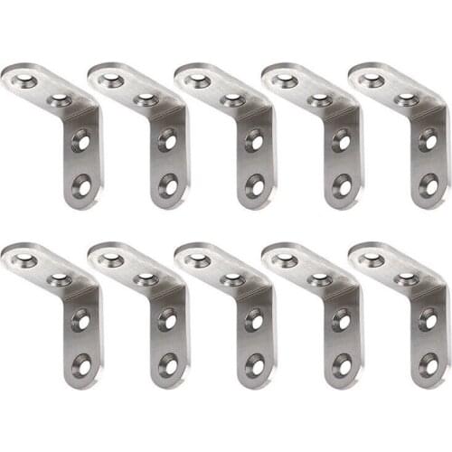 10pcs Angle Bracket Joint Shelf Support L Shape Stainless Steel Plate Connection Laminate Support Furniture Fastener