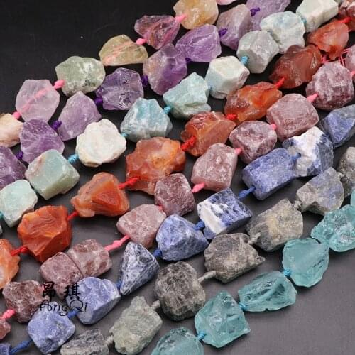 16-30mm Natural Freeform Rough Gem Stone Beads Raw Amethysts Nugget Crystal Beads For Jewelry Making DIY Necklace Pendant 15