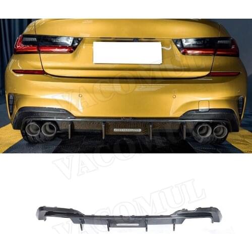 Dry Carbon Fiber Rear Lip Diffuser Spoiler For BMW 3 Series G20 2019 2020 Back Bumper Lip Guard Plate Car Styling