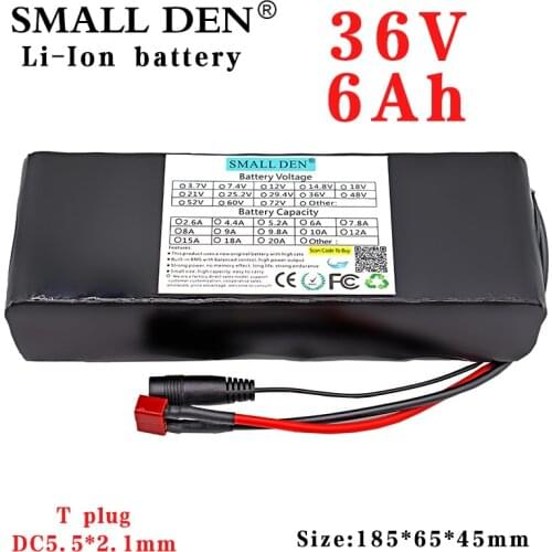 36V 6Ah 18650 lithium battery pack 10S2P 500W High Power DC 42V Electric bicycle Motorcycle Scooter ebike Battery with 15A BMS