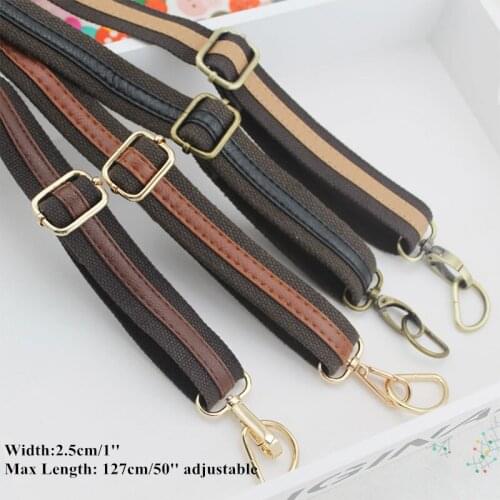 4 color 2.5cm/1'' Replacement Strap black Cotton webbing heavy weight with PU Adjustable Crossbody belt Shoulder free shipping