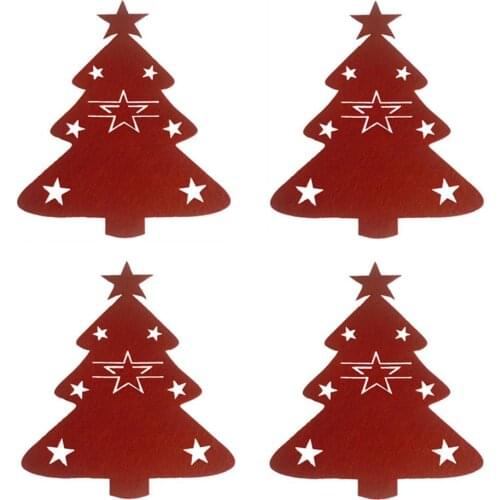 4PCS Christmas Tree Cutlery Bag Unique Exquisite Cutlery Holder Organizer For New Year Christmas Festive Home Table Decoration
