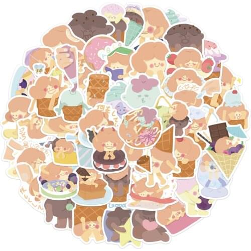 52Pcs Ice cream Girl Graffiti Stickers Divination Stickers for Luggage Laptop Refrigerator Motorcycle Skateboard Pegatinas