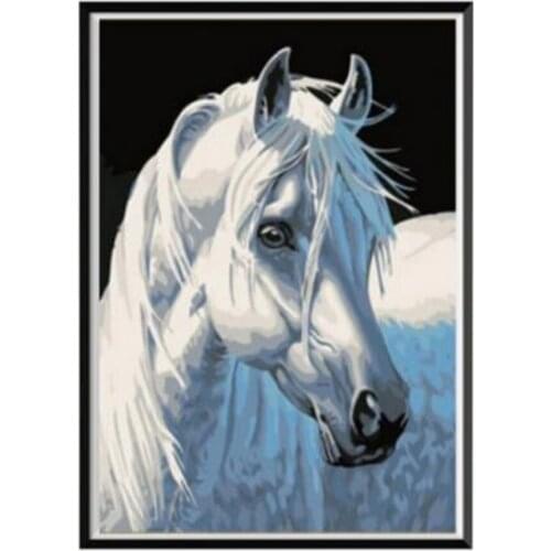 5D Diamond Painting Animal White Horse Diamond Inlaid Embroidery DIY Round Bar Cross Stitch Handmade Artist Home Decoration
