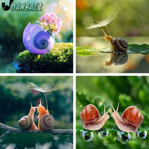 Snail Diamond Painting Forest Cross Stitch Embroidery Green Plant Mosaic Kit 5D Diy Hand Inlaid Home Decoration Design