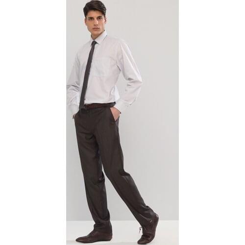 Varetta Regular Flat Pockets Zipper fly full length Brown Fabric Men Pants Poliviscon Mid Waist Type For Men Solid Long pants