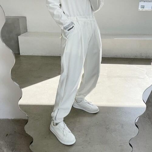 Sweat Pants Men Joggers Spring personality trousers zipper elastic waist loose casual sports pants trendy mens trousers