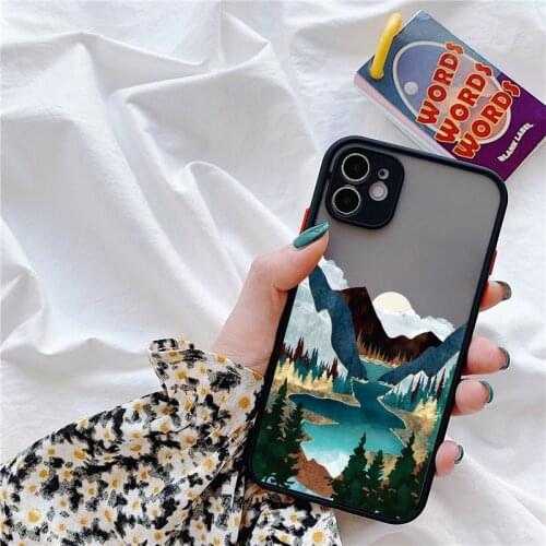 Hand Painted Phone Case For iPhone 12 11 pro MAX Mini 6s 7 8 Plus SE 2 Case For iphone X XS MAX XR Scenery Cover Hard Shockproof