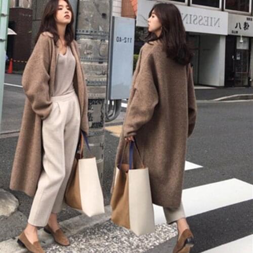 Lazy Long Paragraph Knit Cardigan Coat Womens Loose Sweater Cardigan Jackets 2020 New Autumn Winter Outerwear Female Tops