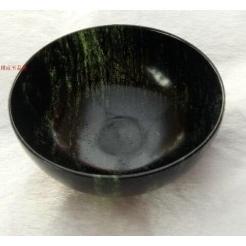 China Handmade Jade Carving Movable Magnetic Jade Bowl Blackish Green Jade Bowl Collection Ornaments Decoration Gift