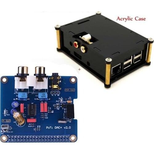 Raspberry Pi 3 Audio Sound Card Module I2S Interface HIFI DAC Expansion Board+Black Acrylic Case for Raspberry pi 2 /3 Model B