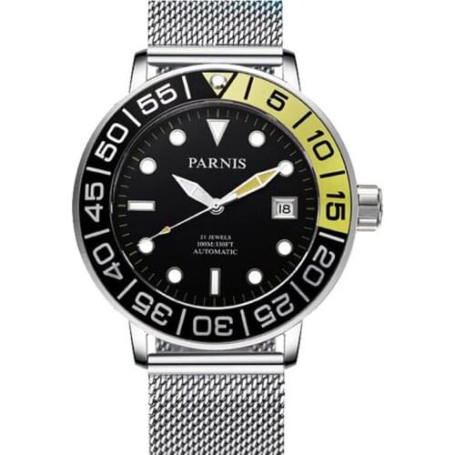 Men automatic watch,mens sport watches PARNIS man self wind mechanical wristwatch waterproof clock luminous relogio luxury brand