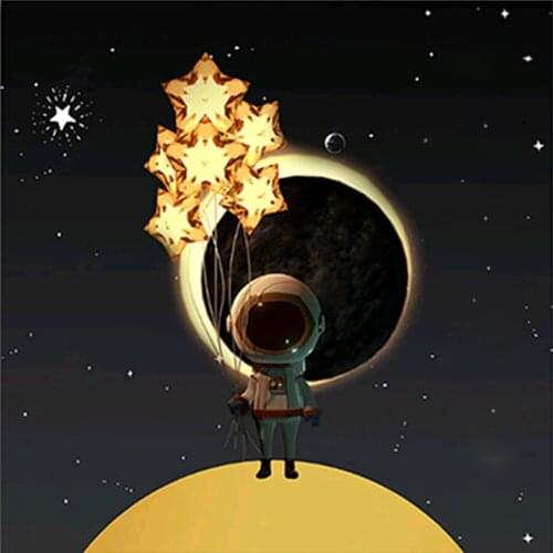 Wall Art Paintings For Kids Childrens Room Decor Canvas Paintings Poster Cartoon Starry Astronaut Night Star Print Poster Nordi