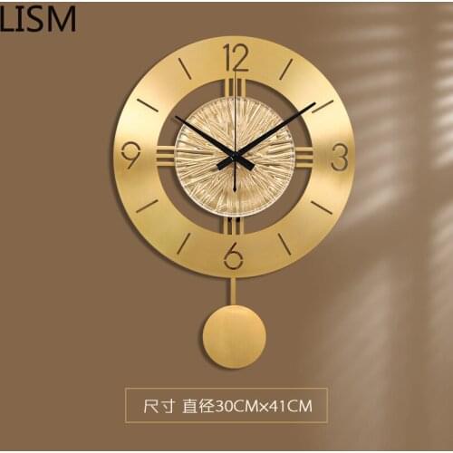 Nordic Living Room Fashion Decoration Light Luxury Pure Copper Wall Clock Silent Modern Simple Atmosphere Creative Quartz Clock