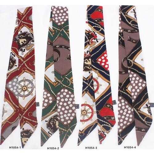 New small slender narrow long small scarf tied bag handle scarves small ribbon skinny scarves rope chain wheel
