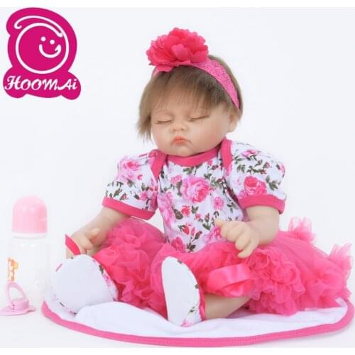 New Style Cute Baby Bebe Reborn Doll Lifelike Sleeping Newborn Baby Closed Eyes Doll For Kids 45CM Fashion Birthday Gift 18 Inch