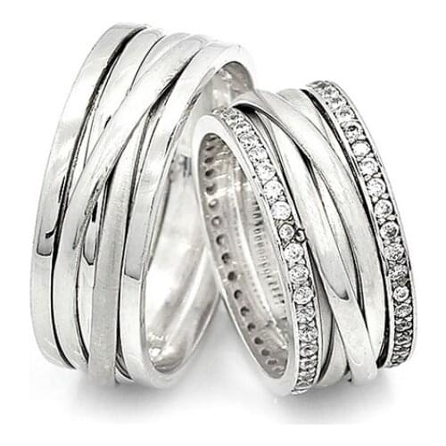 Couple Wedding Ring Sterling Silver 925 Woman And Man Luxury Jewelry Bands Fashion Engagement Anniversary Ancient Greek Model