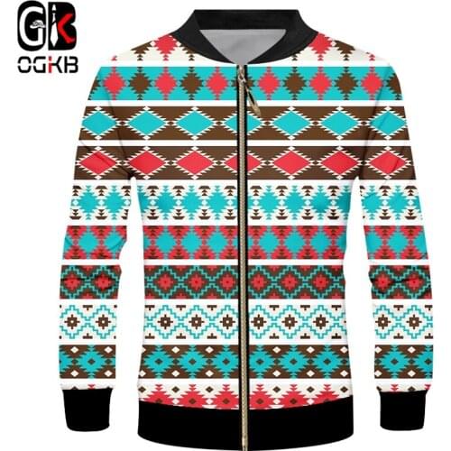 OGKB Unisex 3D Printed Zipper Jackets Geometric Pattern Mens Womens Funny Cartoon Jacket Pixel Style Stripes Casual Coat