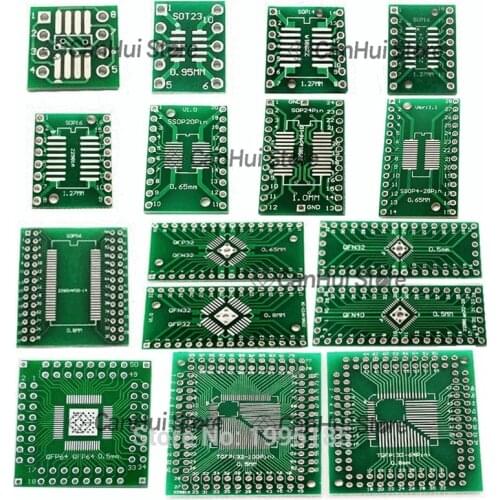 5Pcs IC Adapter PCB Circuit Board LQFP QFN SOP MSOP TSSOP SOT23 8 14 16 20 24 28 32 40 44 48 56 64 100 SMT To DIP Test connector