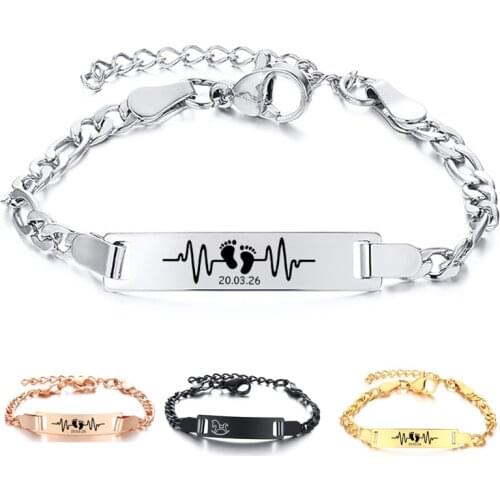Personalized Baby Name Bracelet Adjustable Toddler Child ID Bracelet Engraved Girl Boy Gift