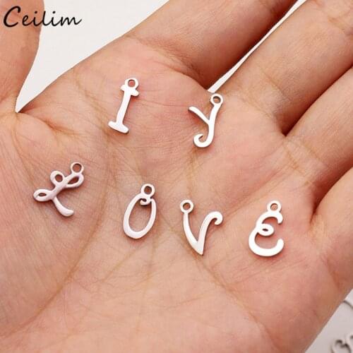 10pcs High Quality Small Stainless Steel A To Z Alphabet Charms For DIY Jewelry Making 26 Initial Letters Pendants Accessories