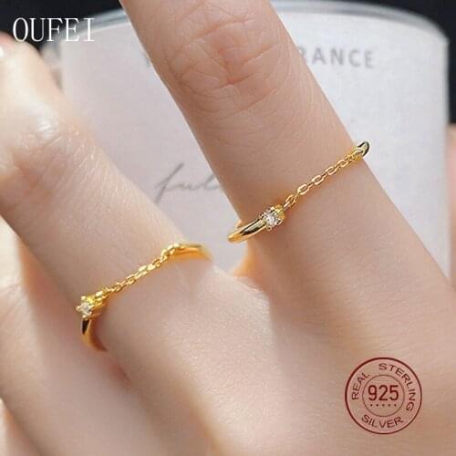 Fine Girl Gift Ring Real 925 Sterling Silver Women Simplicity Rings Chain Charm Zircon 2021 Trend Fine Jewelry Accessories