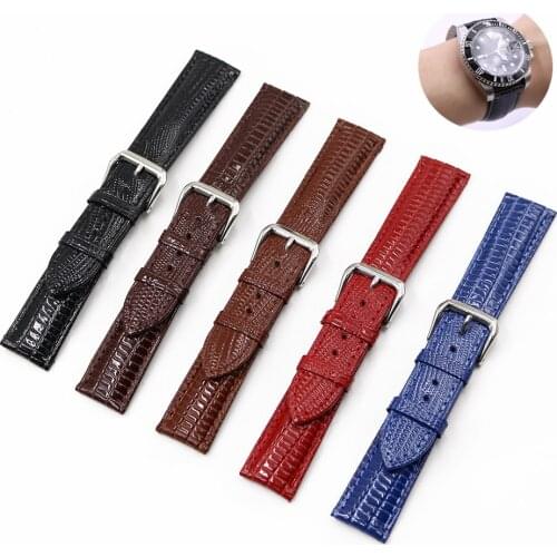 CARLYWET 18 20 22mm Genuine Leather Lizard Grain Watch Band For Tag CARRERA Omega Montblanc Panerai Daytona Submariner Tissot
