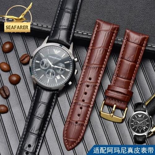 Genuine Leather Watch Strap for Armani Watch Band Ar1605 1637 2480 Mens and Womens Cowhide Watchband Accessories 18 20mm