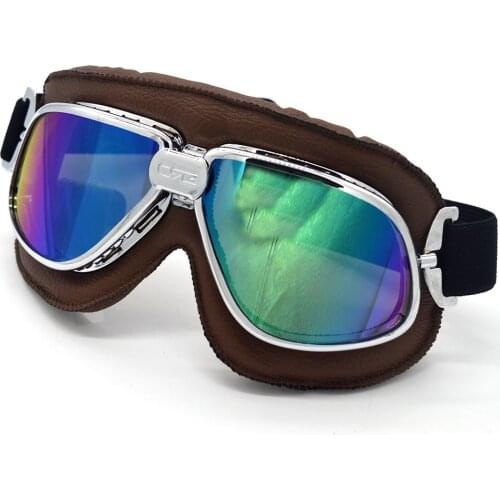 Retro Motorcycle Goggles Glasses OTG Windproof UV400 Dustproof Pilot Goggles Mask For Harley Vintage Open Half Helmet