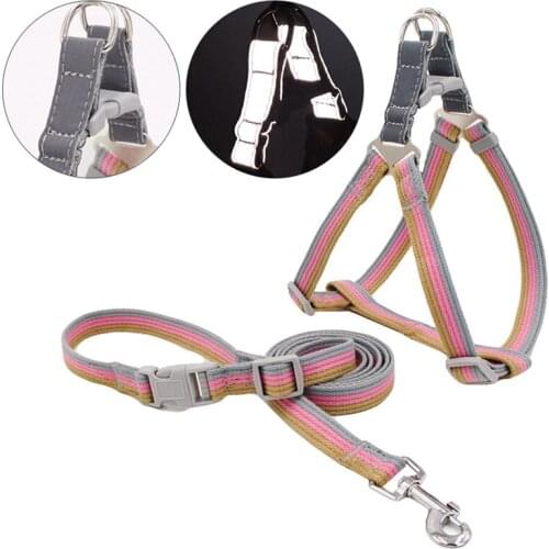 Pet Dog Harness Set Adjustable No Pull Dog Leash Vest Outdoor Walking Dog Safety Canvas Strap Vest Reflective Traction Rope