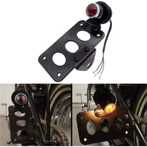 Universal Motorcycles License Plate Bracket Twin Light Integrated Tail lights Side Mount Vertical Mount For Harley Sportster