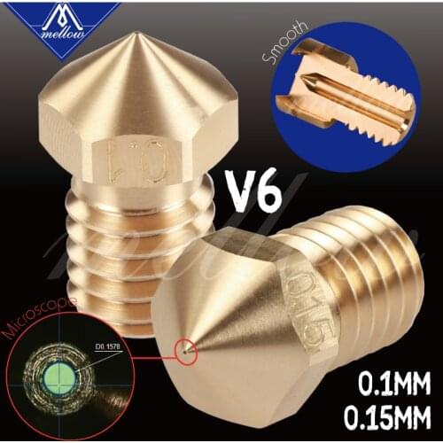Mellow High Precision Brass 0.1/0.15MM V6 Nozzles for 3D Printer Hotend Nozzle For M6 Thread E3D V6 Nozzle Hotend BMG Extruder