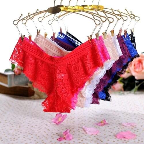 Female Panties Lace G-String Briefs Lingerie Low Waist Underwears Woman