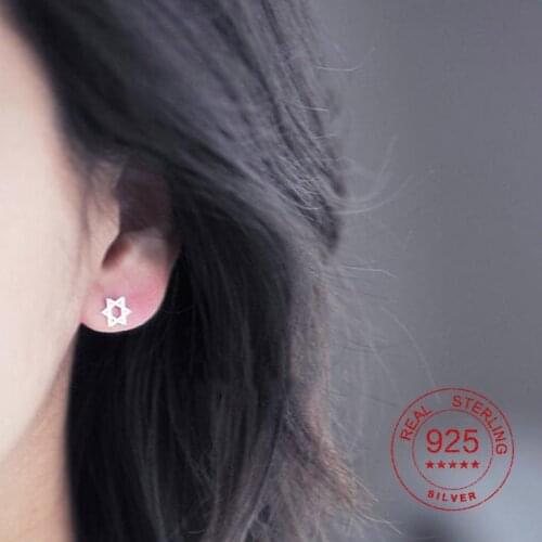 SMJEL 100% 925 Solid Sterling Silver Star Stud Earrings For Girls Teens Gift Women Fashion Jewelry Star 3 Earrings Pendients