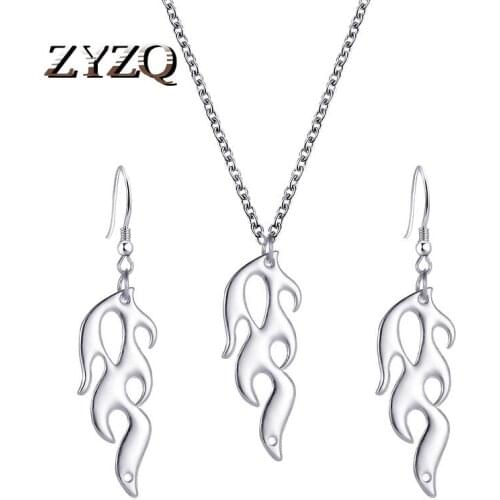 ZYZQ New Flame Suit Creative Flame Necklace Pendant Punk Style Earrings Street Hip Hop Accessories