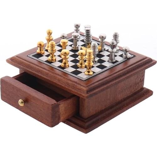 1:12 Dollhouse Miniature Chess Board Storage Box Set Furniture Accessories Toys Doll House Decoration Accessories