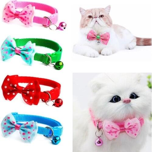 Puppy Fashion Adjustable Cute Necktie Dog Cat Pet Collar Nylon Bell Kitten Candy Color 1pc New Bow Tie Bowknot