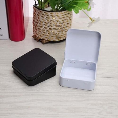 5 Pcs Mini Metal Tins Container Square Hinged Flip Storage Tin Box Small Kit Case Jewelry Coin Candy Condom Organizer Portable