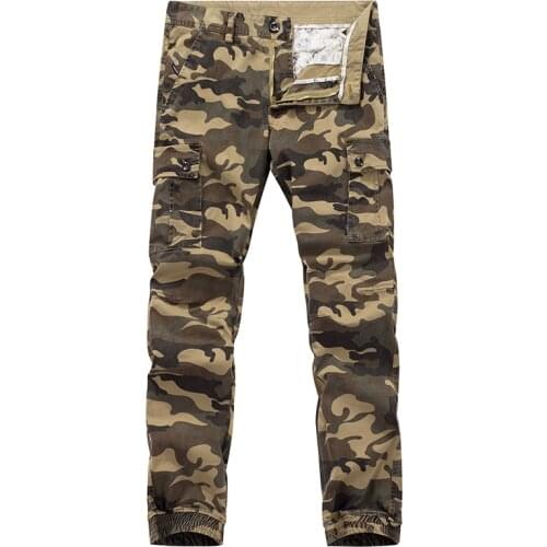 2020 Spring Mens Camo Cargo Pants Men Joggers Boost Military Streetwear Casual Hip Hop Ribbon Cotton Pants Male Army Trousers 38