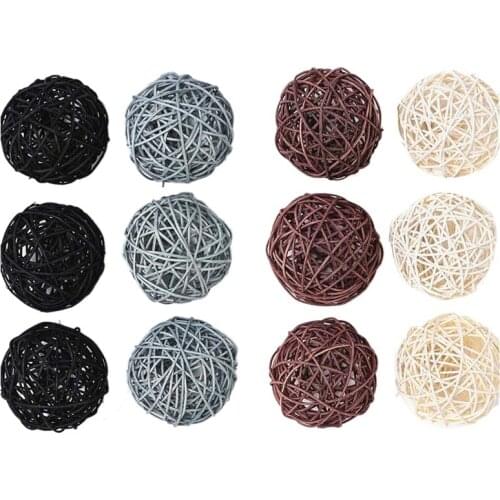 12-Pack Large Rattan Balls - Decorative Balls for Bowls, Vase Filler, Coffee Table Decor, Wedding Party Decoration