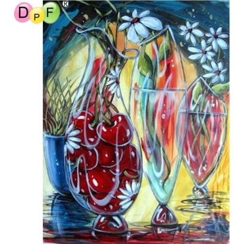 DPF diamond embroidery fruit cup diamond painting cross stitch needlework diamond mosaic full square rhinestone home decoration