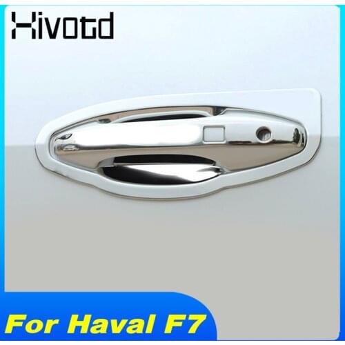 Hivotd For Haval F7 F7X 2019 2020 Door Handle Cover + Bowls Trim ABS Chrome protection Decoration Exterior Accessories styling
