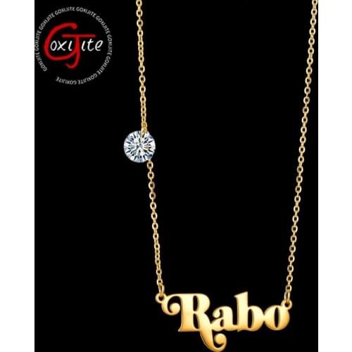 Goxijite Personalized Name Pendant Necklace For Women Stainless Steel Customized CZ Stones Nameplate Necklaces Jewelry Gift