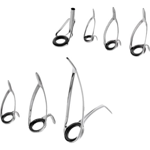 14pcs 7 Sizes Double Leg Fishing Rod Pole Guides Tip Top Ceramic Ring Eye Repair Kit