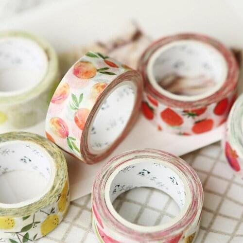 1 pcs Hand-painted watercolor fruit series 1.5 cm X 7 m washi tape children DIY Diary decoration masking tape stationery tools