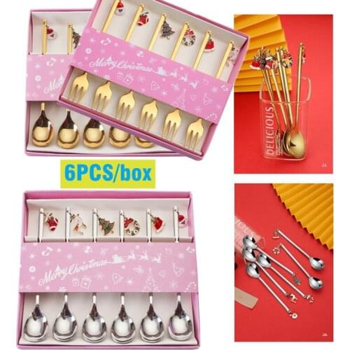 Holiday gift Christmas Spoons Home Decor Desktop Kitchen Tableware Stainless Steel Party Decorations For Home Coffee Spoon