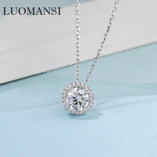 Luomansi Real 1CT D color Moissanite (passed diamond test) Pendant Necklace 100% S925 Sterling Silver Woman Jewelry