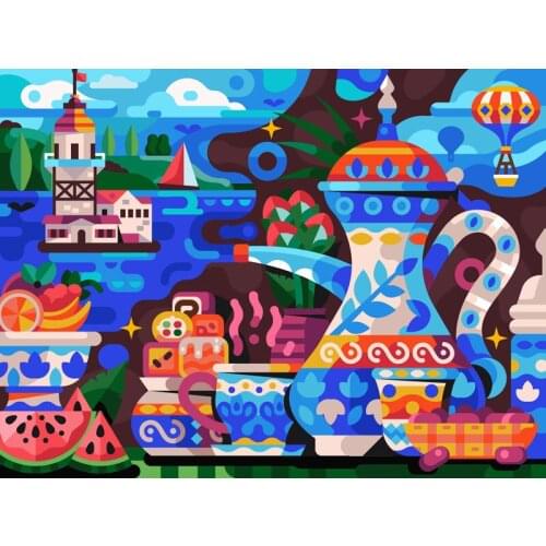 5D DIY Poured Glue Diamond Painting Kits Scalloped Edge Couples Camping And Hiking Home Wall Decoration Soft Canvas Unique Gift