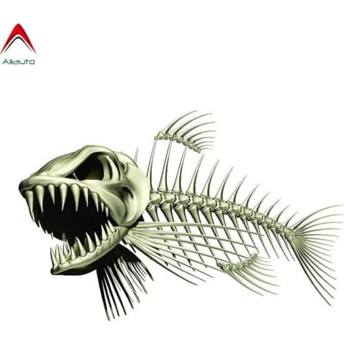 Aliauto Car Sticker 3D Scary Skeleton Fish Fishing Automobiles Motorcycle Accessories Waterproof Vinyl Decal,13cm X 8.5cm